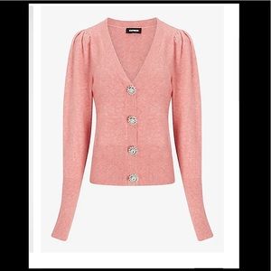 Express Jewel Embellished Puff Sleeve Sweater